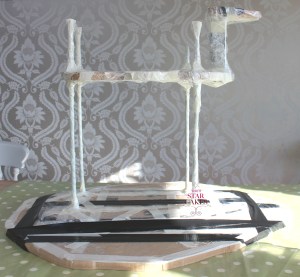 MDF Frame  for the life-size lamb made with threaded steel rods. 