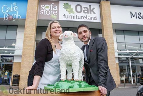 Francesca with 'Baa Larkin' and Amir Hawila of Oak Furniture Land, Maidstone.